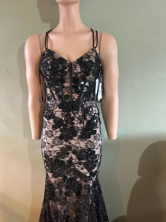 BLONDIE NITES DEBBIE" LONG SEQUIN CORSET TRUMPET GOWN SIZE 1 NWT - Picture 11 of 14